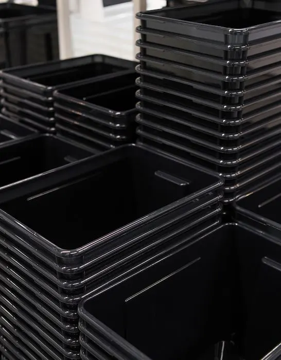 black plastic boxes