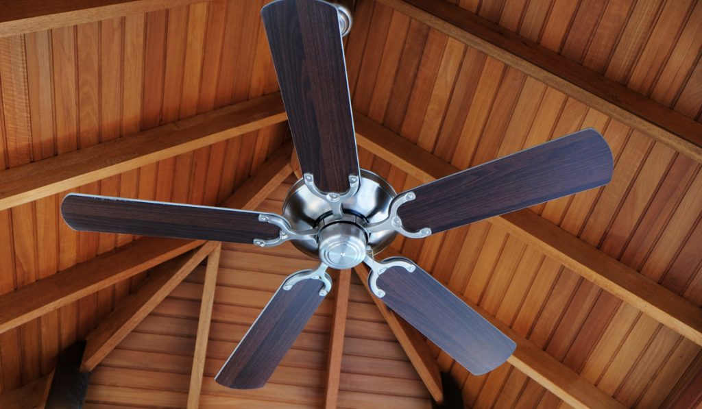 ceiling fan on a nice wooden ceiling