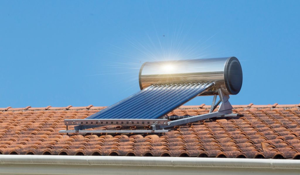 solar water heater above the roof