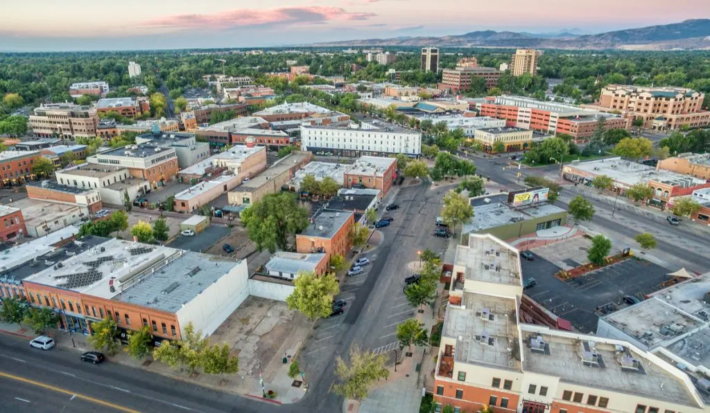 Top View of Fort Collins Colorado USA