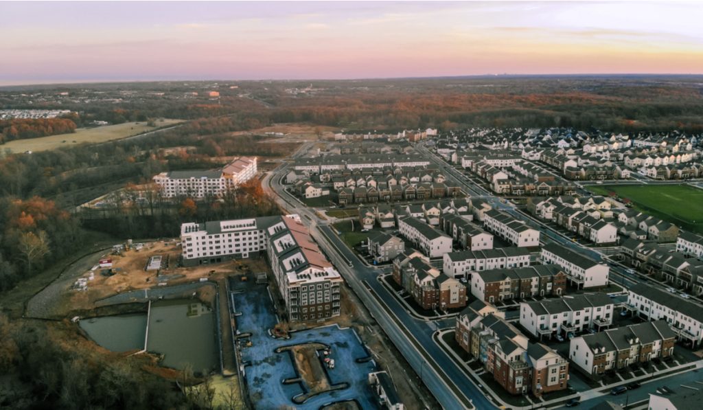 aerial view of Clarksburg Maryland