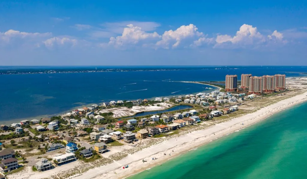 pensacola beach aerial view coastline 