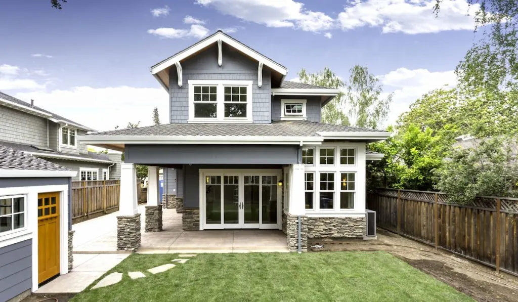 Back yard of craftsman window  style house with big yard