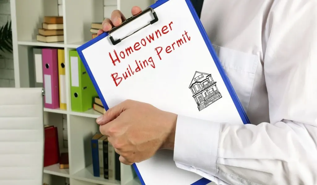 Homeowner Building Permit sign on the page