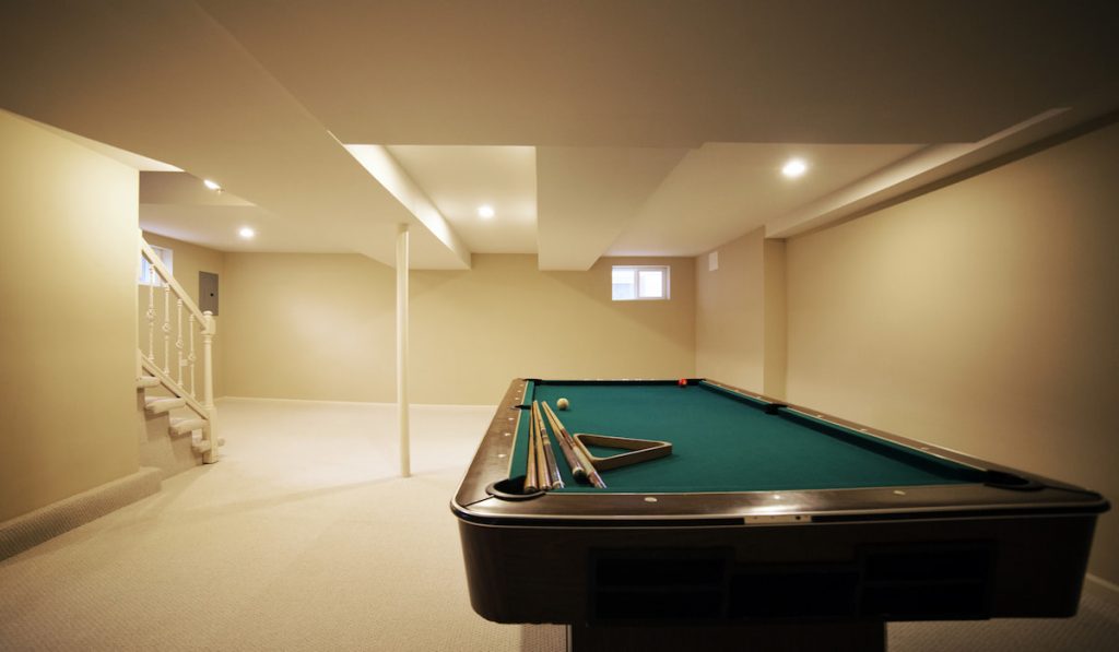 Interior Of Basement With Pool Table

