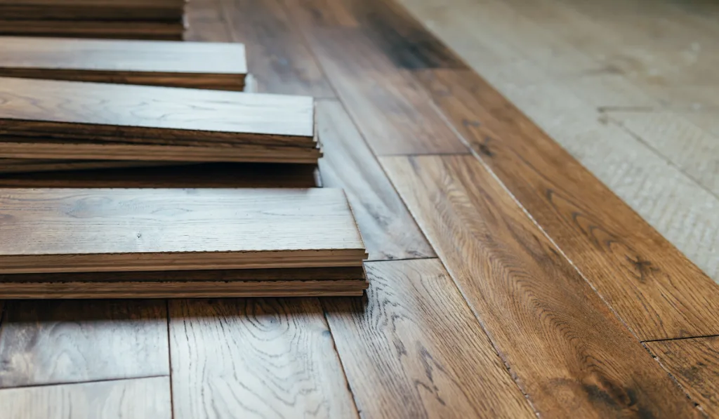 changing of the floor from carpets to solid oak wood