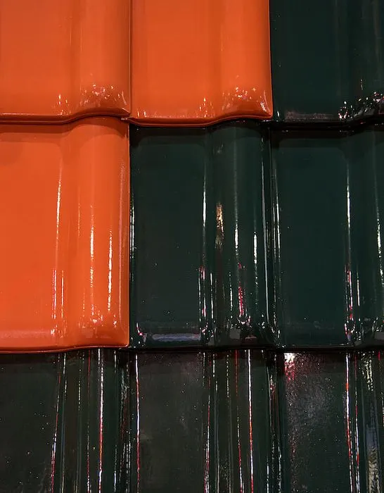 newly painted green and orange roof tiles