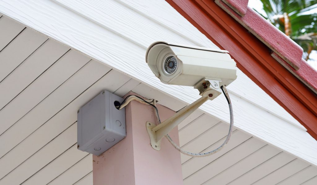 CCTV security camera installed in a house