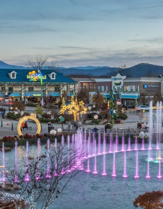 A-colorful-display-from-the-island-show-fountain-in-Pigeon-Forge-Tennessee