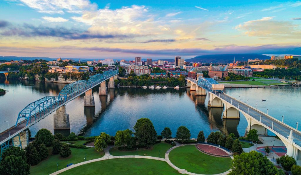 Aerial View of Chattanooga Tennessee Skyline