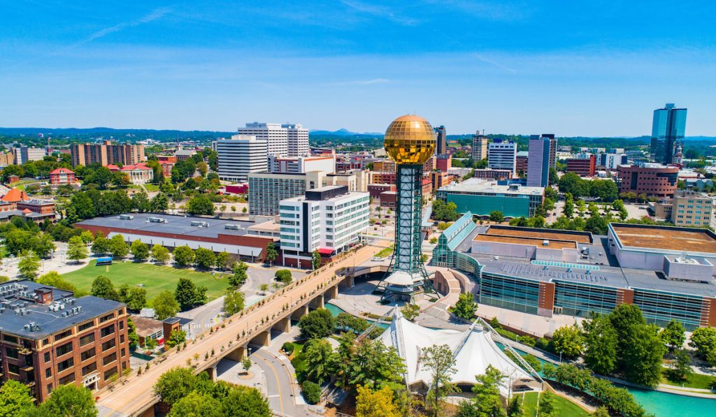 Knoxville Tennessee USA Downtown Skyline Aerial View