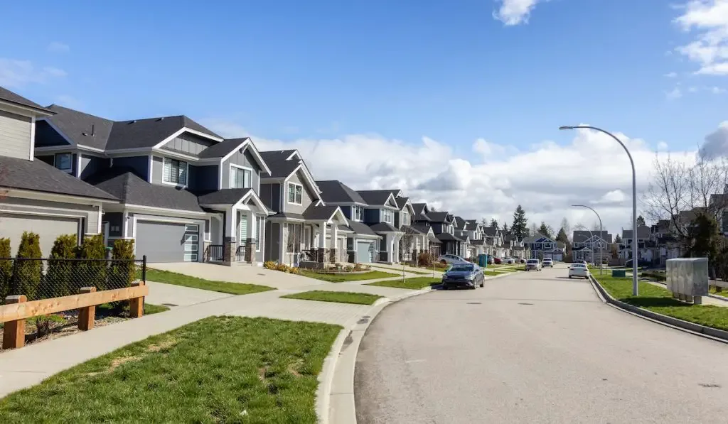 Residential Neighborhood street in Modern Subdivision 